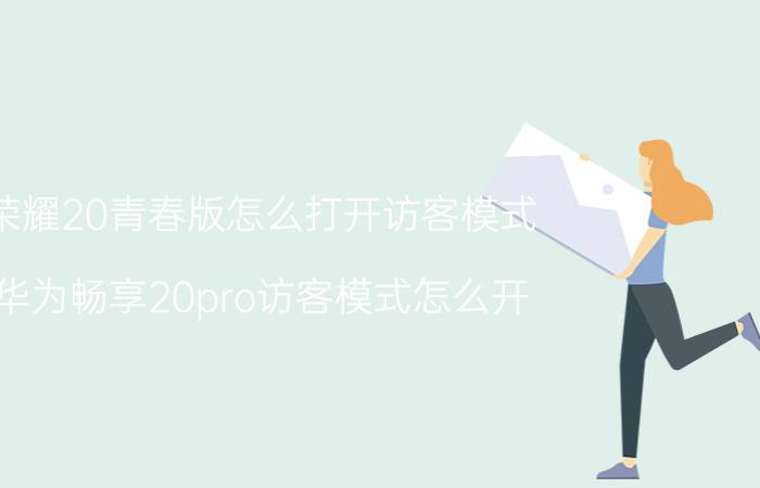 荣耀20青春版怎么打开访客模式 华为畅享20pro访客模式怎么开？